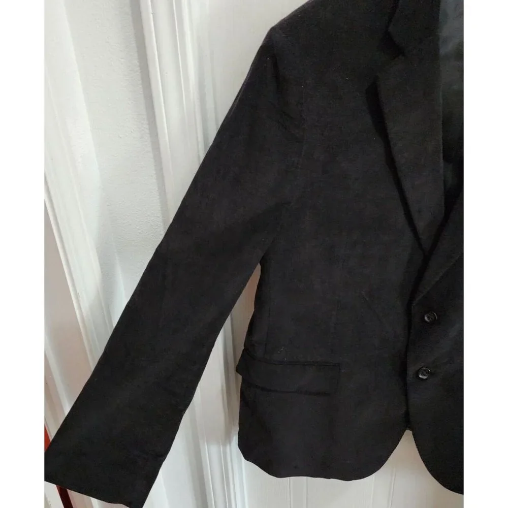 Stafford Black Corduroy Classic Fit Blazer Suit‎ Jacket Elbow Patch Size 48 REG